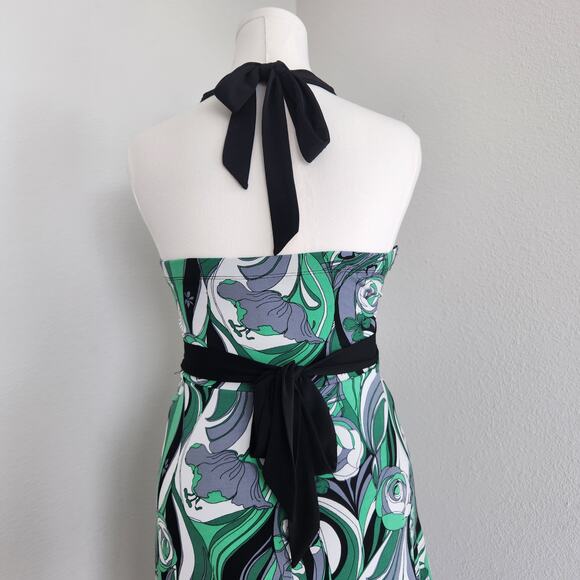 Y2K Speechless Green Black Funky Patterned Halter Dress M - Picture 9 of 11